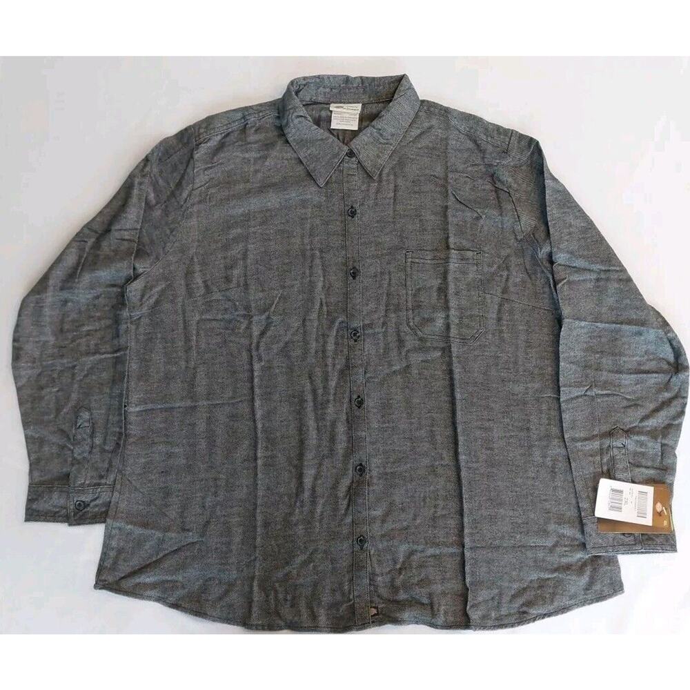 Women’s Dickies Button Up Shirt 2xl Gray Long Sleeve Flannel Pocket Casual